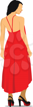 Modern young girl in red. Colored Vector illustration