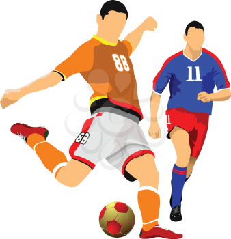 Two soccer players. Vector illustration