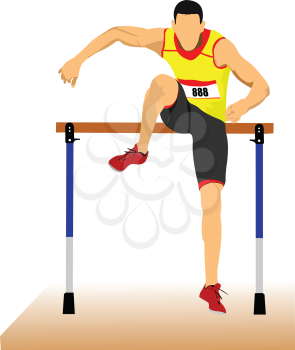 Man running hurdles. Vector illustartion