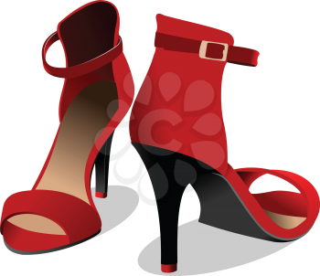 Fashion woman red shoes. Vector illustration