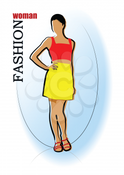 Young fashion woman silhouette. Vector illustration