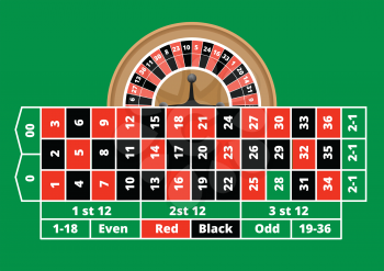Roulette table and casino elements. Vector illustration