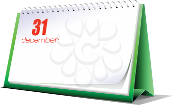 Vector illustration of desk calendar. 31 december. New Year night