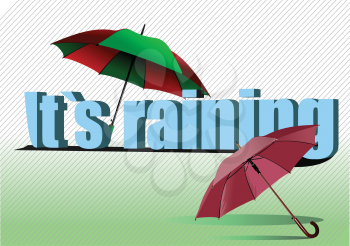 Opened umbrella. It`s raining 3d Vector illustration