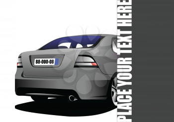Rear view of Car sedan on the road with place for text. Vector illustration