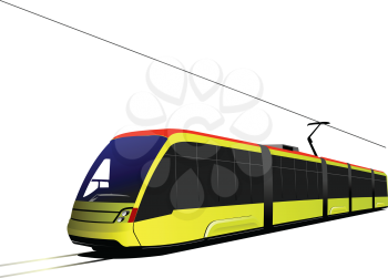 City tram. Vector 3d illustration