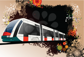 City transport on black-yellow background. Underground. Metro. Vector 3d illustration