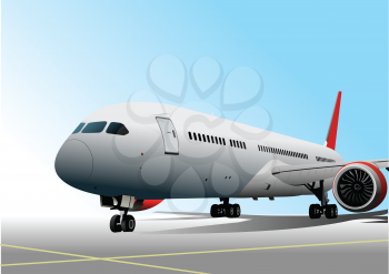 
Airplane on the airfield. Vector  3d illustration