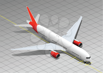 Airplane on the airfield. Vector 3d  illustration