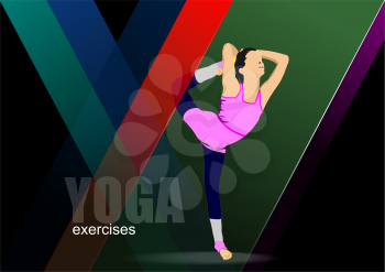 Woman practicing Yoga exercises. Vector 3d Illustration 