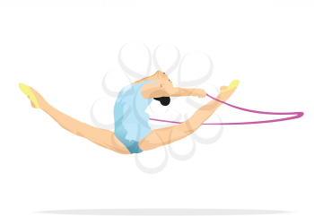 Rhythmic gymnastics the girl with a tape. 3d vector illustration