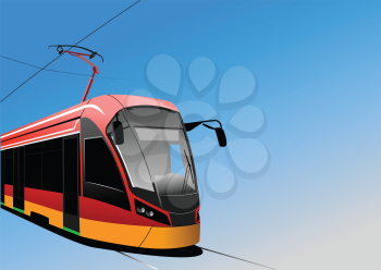 City tram. Vector 3d illustration