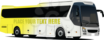 Yellow city bus. Coach. Vector 3d illustration