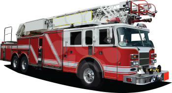 Fire engine ladder isolated on background. Vector 3d illustration