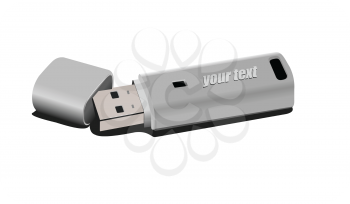 USB key scan disk close up isolated on white. 3d vector illustration