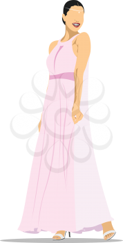 Young fashion women in pink. Bride. 3d vector  illustration 