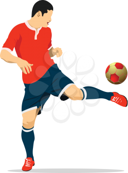 Soccer player poster. Colored 3d illustration