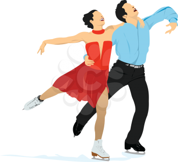 Figure skating colored silhouettes Vector 3d illustration