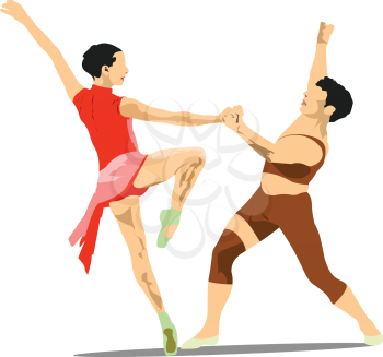 Modern ballet dancer colored 3d illustration. Vector