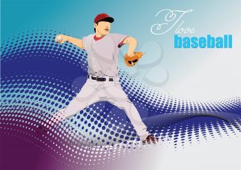 Baseball player poster. Vector 3d illustration for designers