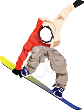 Snowboard man silhouette. Vector 3d illustration