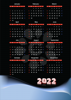 2022 calendar. Can be used as organizer 