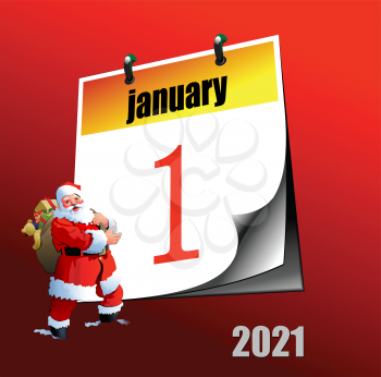 Vector 3d  illustration of calendar. 1 january