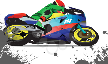 Modern motorcycle and biker. Vector illustration