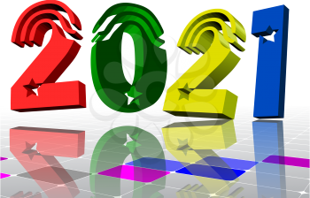 Vector 3d illustration of  2021 year