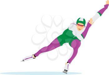Speed skating runner. Vector 3d illustration