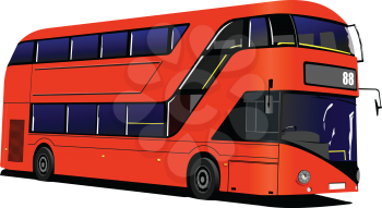 Modern London double Decker  red bus. Vector 3d illustration