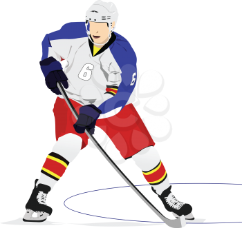 Ice hockey player. Color  3d illustration