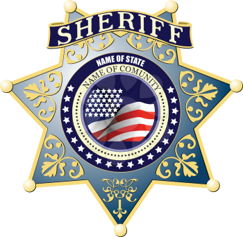 Sheriff's badge on a white background. 2d vector illustration