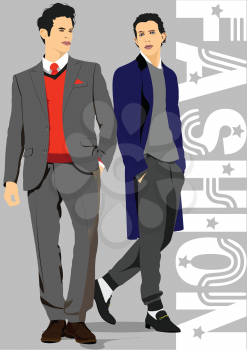 Two young handesome men. 3d vector illustration