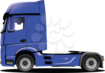 Vector 3d illustration of blue  truck. Lorry. 