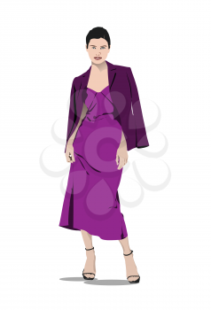 Fashion woman in purple. Vector 3d illustration