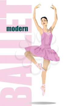 Modern ballet dancer colored 3d illustration