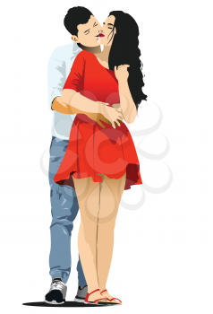 Kissing Couple. Vector Color 3d illustration