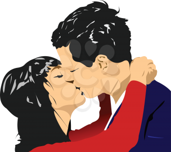 Kissing Couple. Vector Color 3d illustration