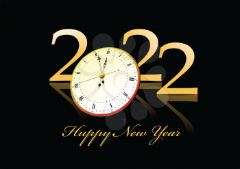 Christmas - New Year background with 2022 3d image. Vector 