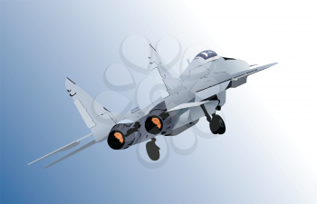 Combat aircraft. Colored 3d vector illustration for designers
