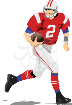 American football player silhouette in action. Vector 3d illustration