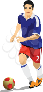 Soccer game poster. Vector Colored 3d illustration