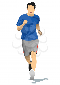 The running man. Track and field. Vector 3d illustration