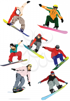Snowboard people silhouette. Vector 3d illustration