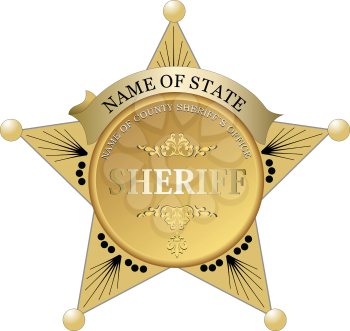 Sheriff's badge on a white background. 3d vector illustration