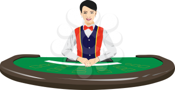 The Woman Croupier At The Casino Table. 3d vector illustration