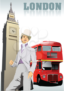 London images. Color 3d vector illustration 