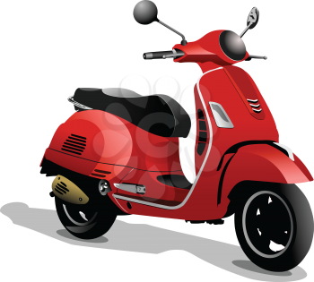 Red city scooter. Vector 3d illustration