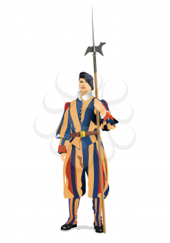 Swiss Guard of Vatican City. 3d vector illustration